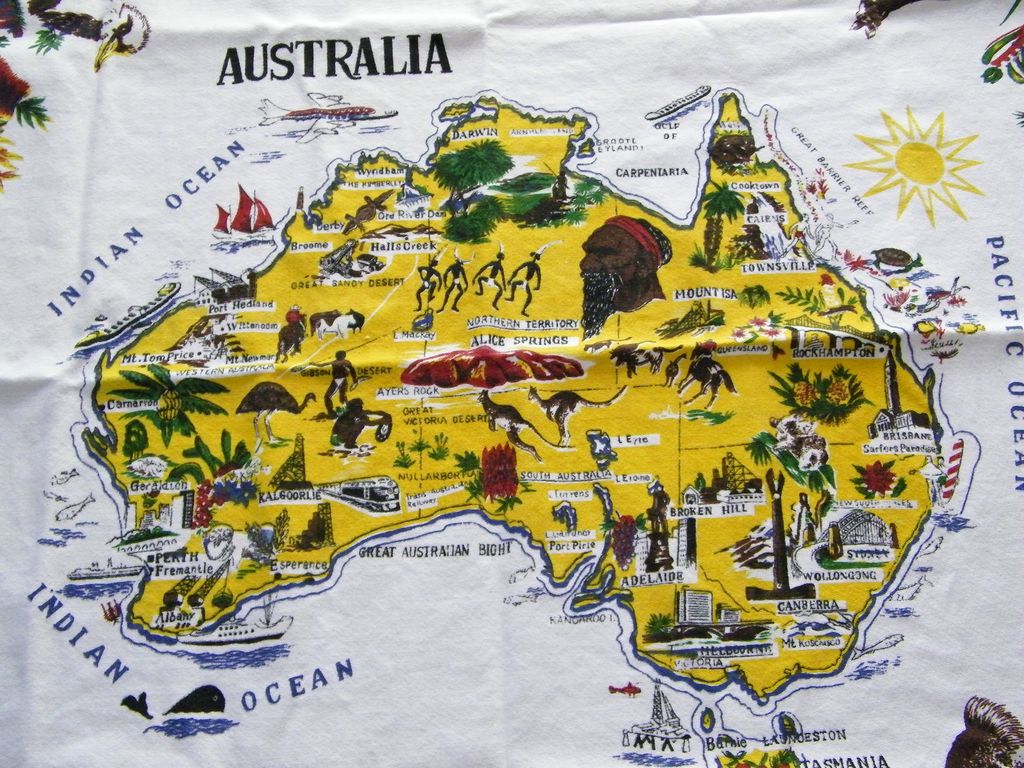 Vintage Australian Tablecloth 31" x 33" Vintage Australian Tablecloth 31" x 33"