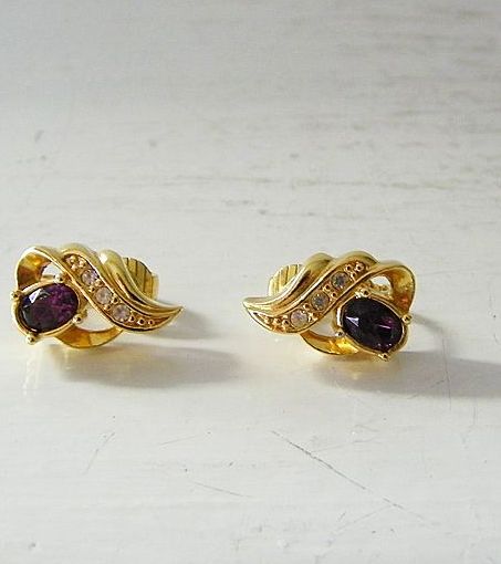 Avon Faux Amethyst & Diamond Clip Earrings Avon Faux Amethyst & Diamond Clip Earrings