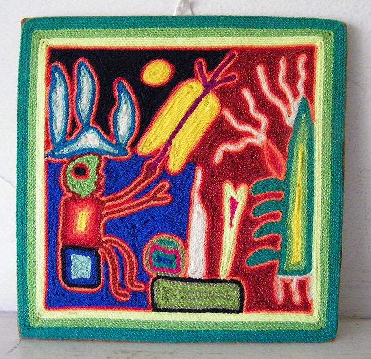 Mexican Huichol Yarn Painting by Benitez Mexican Huichol Yarn Painting by Benitez