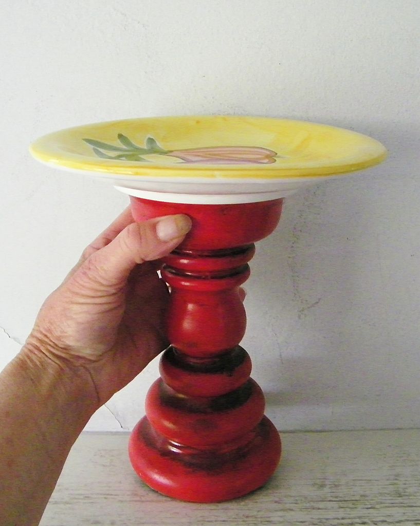Huge Red Ceramic Candlestick ~ 1970's Huge Red Ceramic Candlestick ~ 1970's