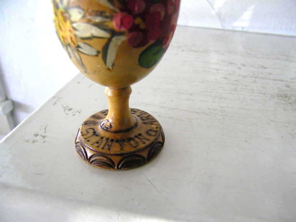 Handpainted Wood Egg Cup from Anton am Arlberg, Austria Handpainted Wood Egg Cup from Anton am Arlberg, Austria