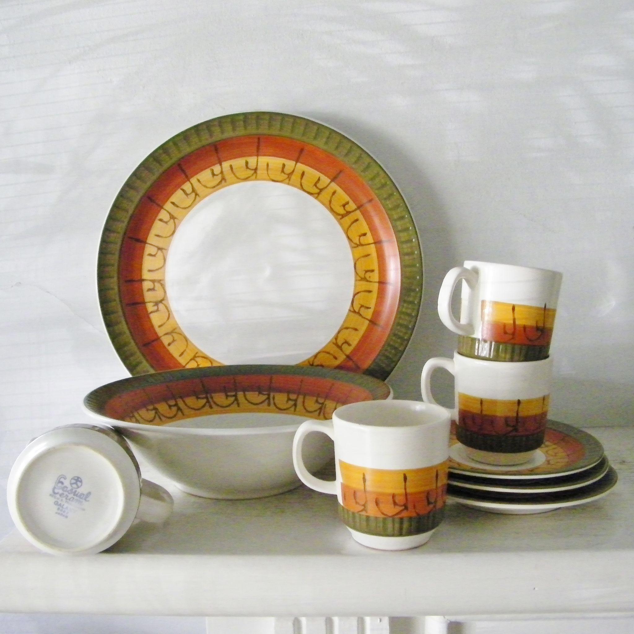 3 Modern Danish Motif Cups & Saucers circa 1960's 3 Modern Danish Motif Cups & Saucers circa 1960's