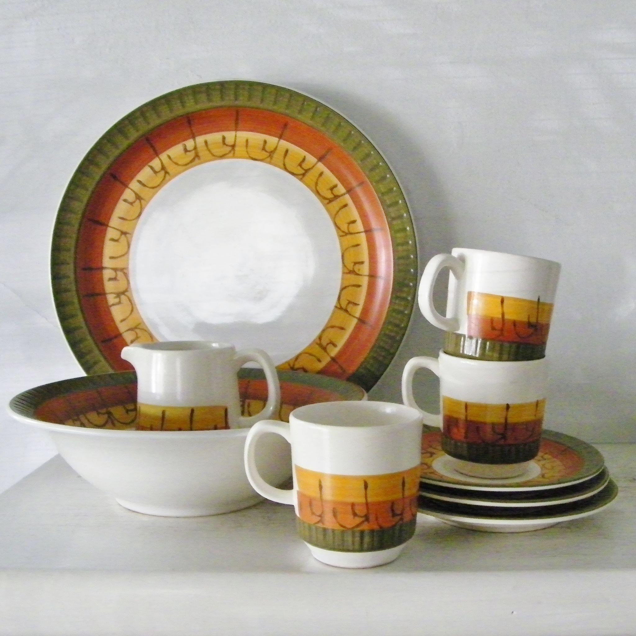 3 Modern Danish Motif Cups & Saucers circa 1960's 3 Modern Danish Motif Cups & Saucers circa 1960's