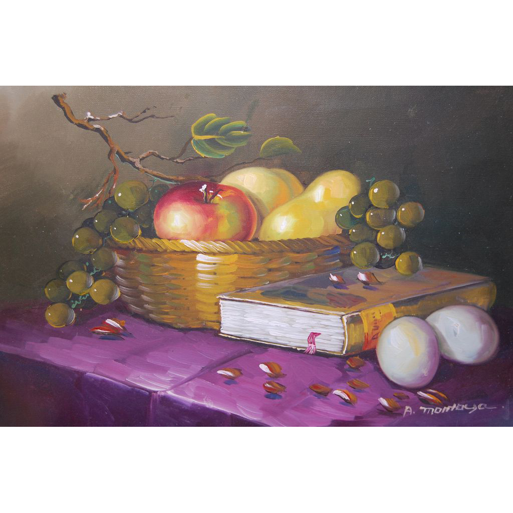 A. Montoya Oil on Canvas Large Still Life Painting from