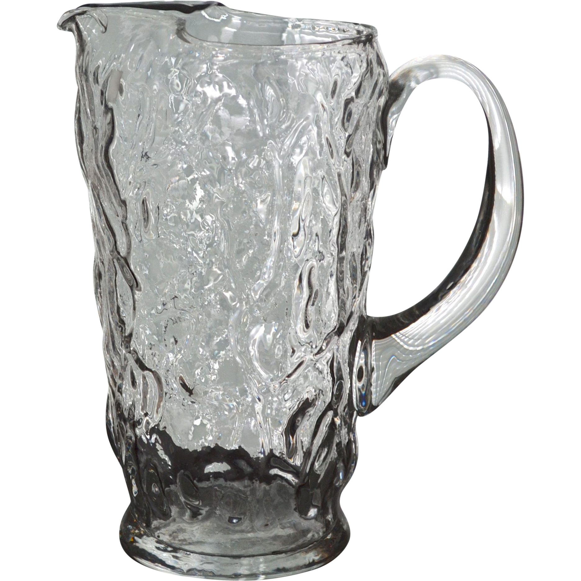 Heavy Textured Clear Glass Pitcher Vintage & Lovely from