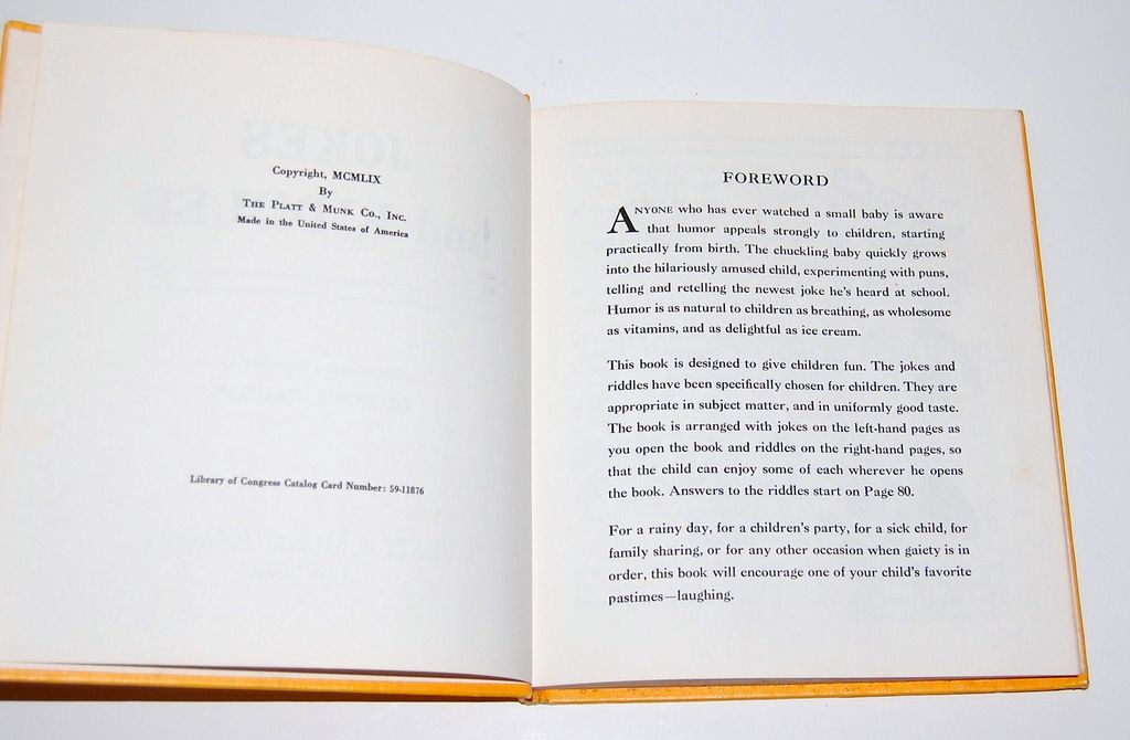 1959 Jokes & Riddles Hardcover Book 1959 Jokes & Riddles Hardcover Book