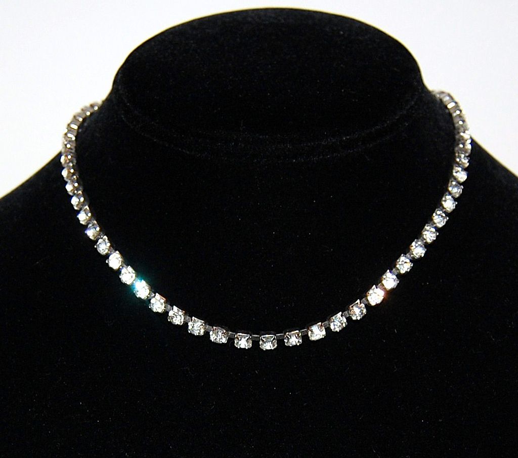 CORO Deco Era Clear Rhinestone Choker Necklace from kitschandcouture on