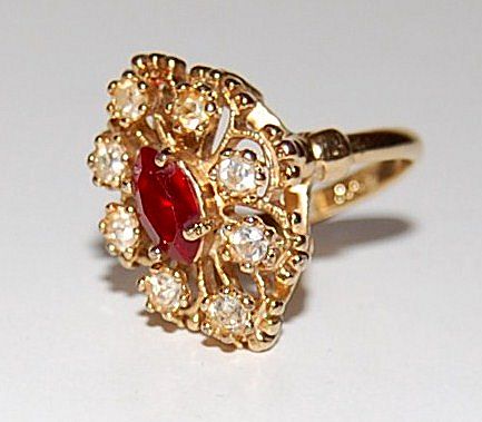 1960/70s CCI ~ Ruby Red Rhinestone Cocktail Ring 1960/70s CCI ~ Ruby Red Rhinestone Cocktail Ring