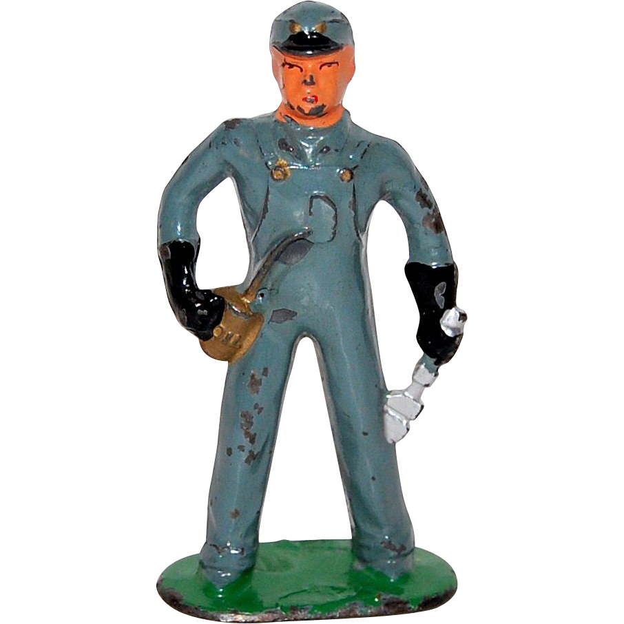 1930s Barclay Railroad Mechanic Lead Toy Figurine from kitschandcouture on Ruby Lane