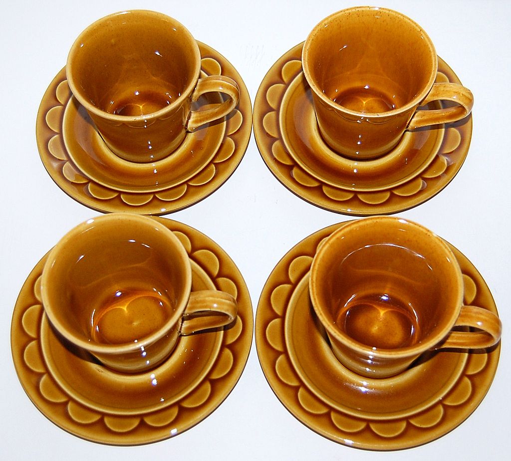 1970s Homer Laughlin ~ Golden Harvest Cups & Saucers ~ Set of 4 1970s Homer Laughlin ~ Golden Harvest Cups & Saucers ~ Set of 4
