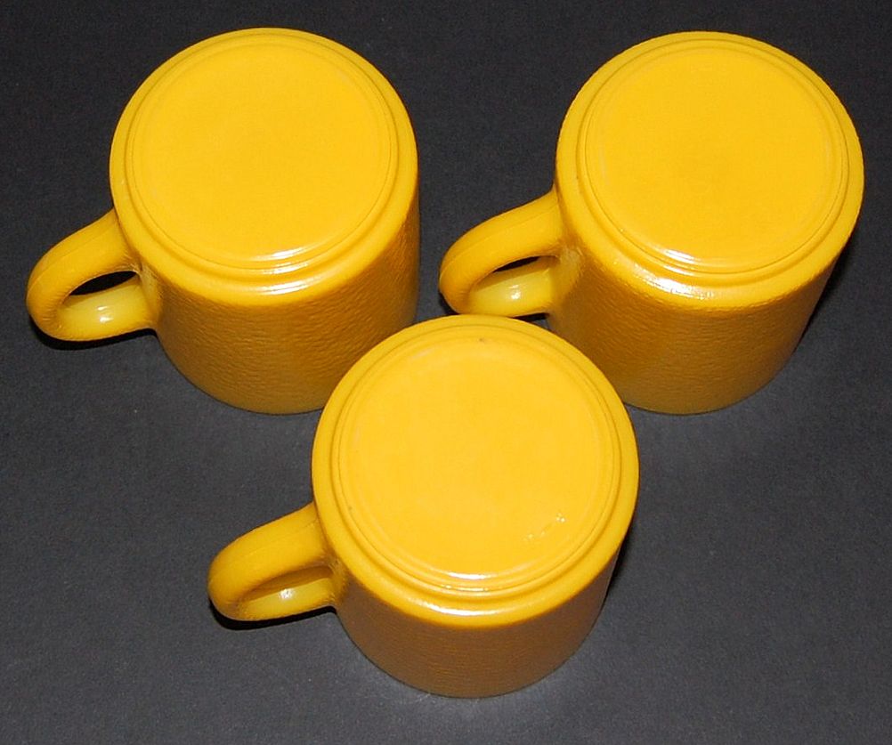 1960s Fire King ~ Set of 3 Sunny Yellow Milk Glass Mugs 1960s Fire King ~ Set of 3 Sunny Yellow Milk Glass Mugs