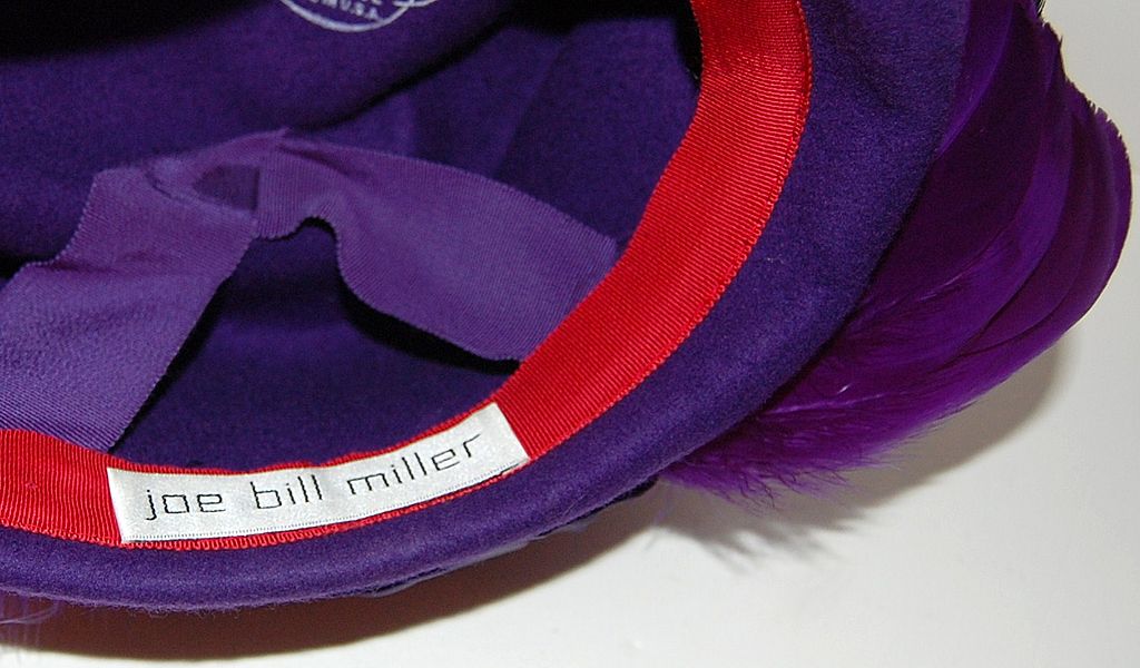 1980s Michael Howard ~ Purple Wool & Feather Hat 1980s Michael Howard ~ Purple Wool & Feather Hat