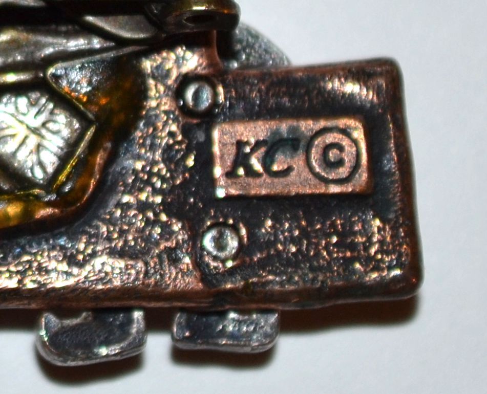 Kc Signed Enamel U0026 Triple Metal Christmas Elf U0026 Tree Pin