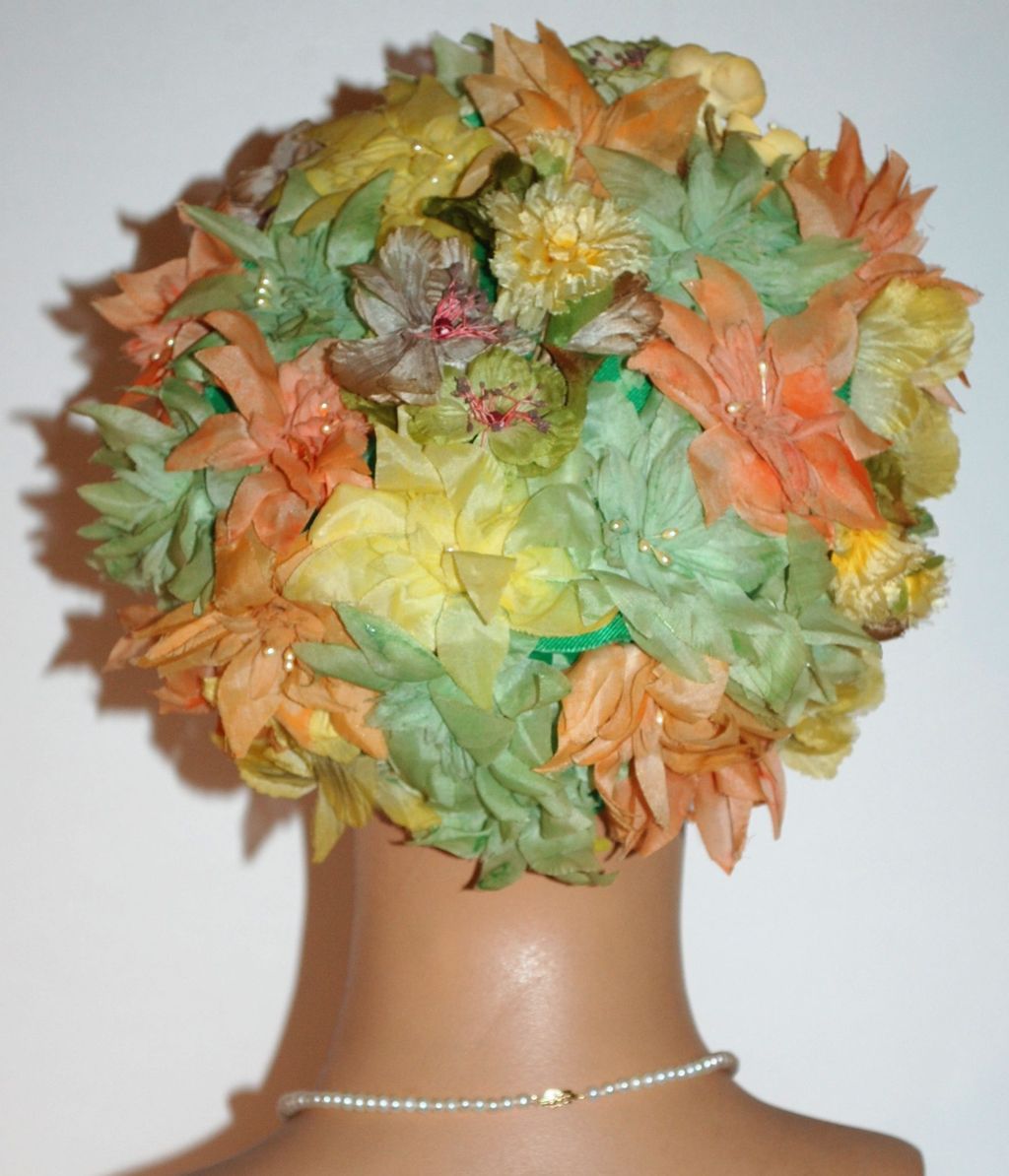1950/60s Roberta Bernay ~ Flower Hat w/ Faux Pearl Spray Accent 1950/60s Roberta Bernay ~ Flower Hat w/ Faux Pearl Spray Accent
