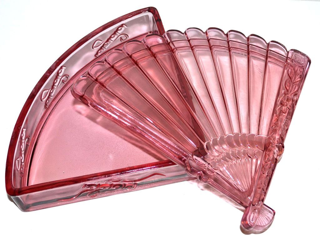 Imperial Glass ~ Cathay ~ Fan-Shaped Sweetmeat Pink Glass Candy Dish Imperial Glass ~ Cathay ~ Fan-Shaped Sweetmeat Pink Glass Candy Dish