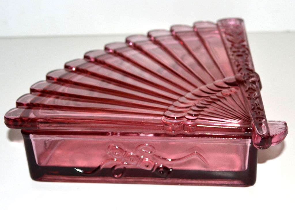 Imperial Glass ~ Cathay ~ Fan-Shaped Sweetmeat Pink Glass Candy Dish Imperial Glass ~ Cathay ~ Fan-Shaped Sweetmeat Pink Glass Candy Dish