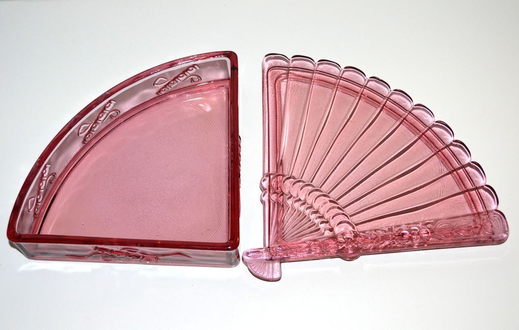 Imperial Glass ~ Cathay ~ Fan-Shaped Sweetmeat Pink Glass Candy Dish Imperial Glass ~ Cathay ~ Fan-Shaped Sweetmeat Pink Glass Candy Dish