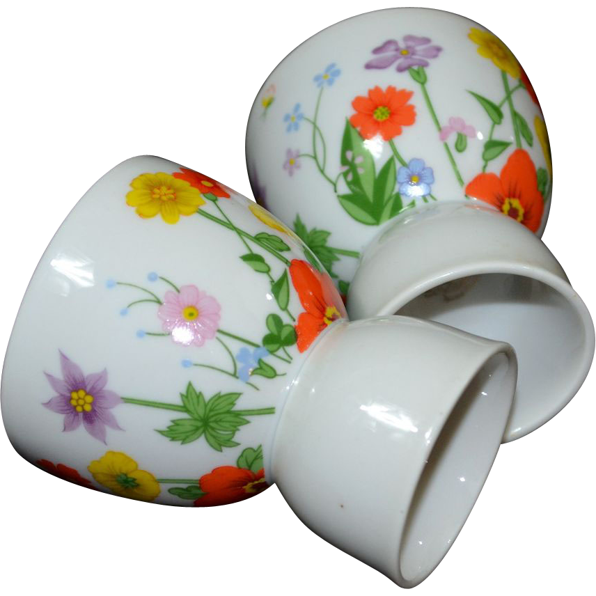 Lefton ~ Set of 2 Handpainted Floral Porcelain Egg Cups Lefton ~ Set of 2 Handpainted Floral Porcelain Egg Cups