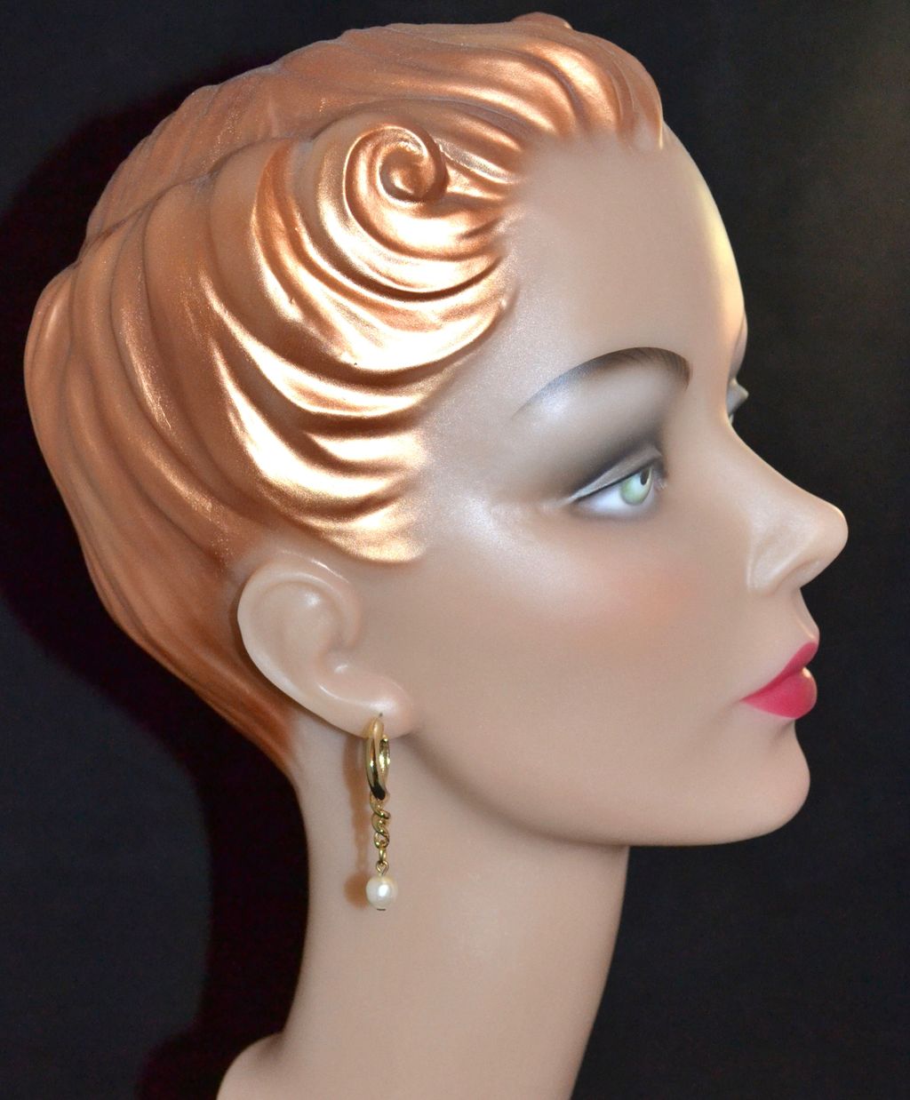 1970s Faux White Pearl w/ Goldtone Hoop Earrings 1970s Faux White Pearl w/ Goldtone Hoop Earrings