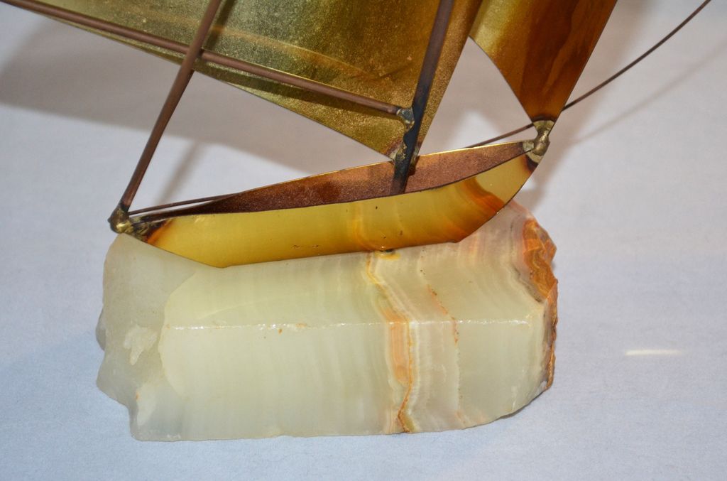 DeMott ~ Brass Sailboat Sculpture w/ Onyx Base DeMott ~ Brass Sailboat Sculpture w/ Onyx Base