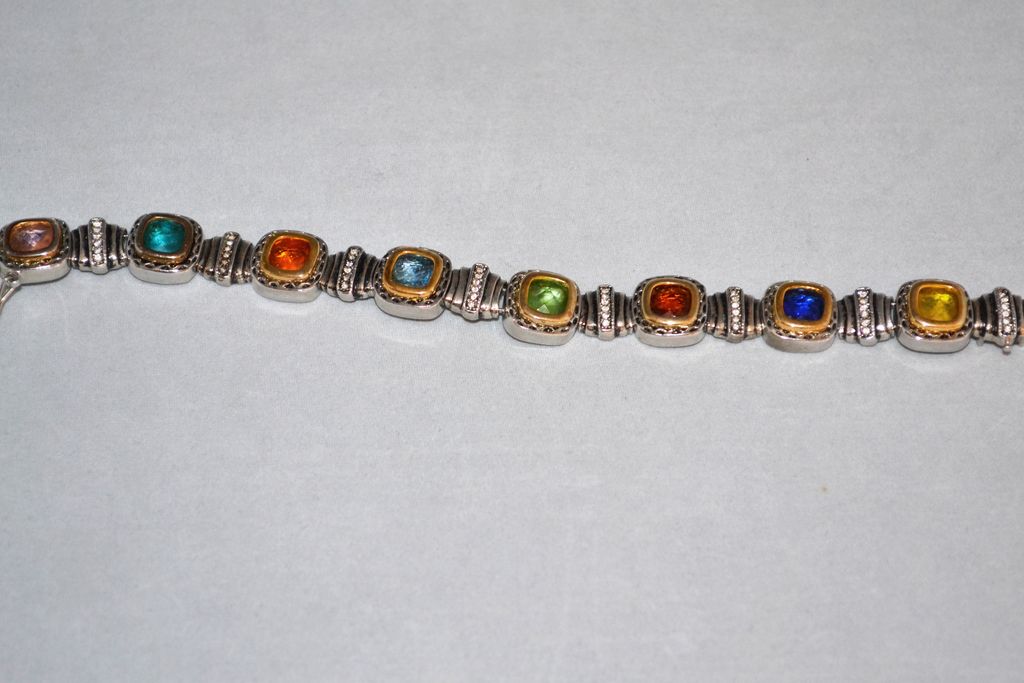 1980s Premier Designs ~ Multi-Colored Rhinestone Link Bracelet 1980s Premier Designs ~ Multi-Colored Rhinestone Link Bracelet