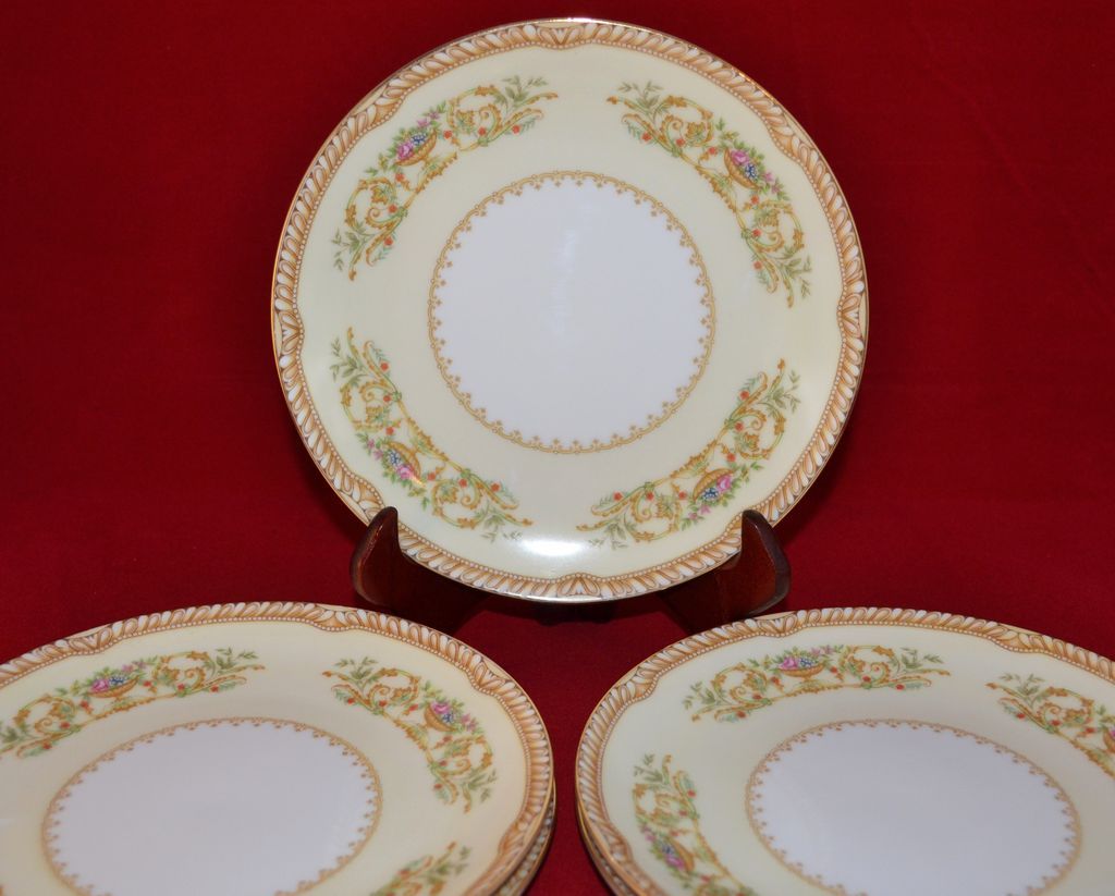 1930s Noritake China Hermosa Pattern Set of 6 Salad Plates from