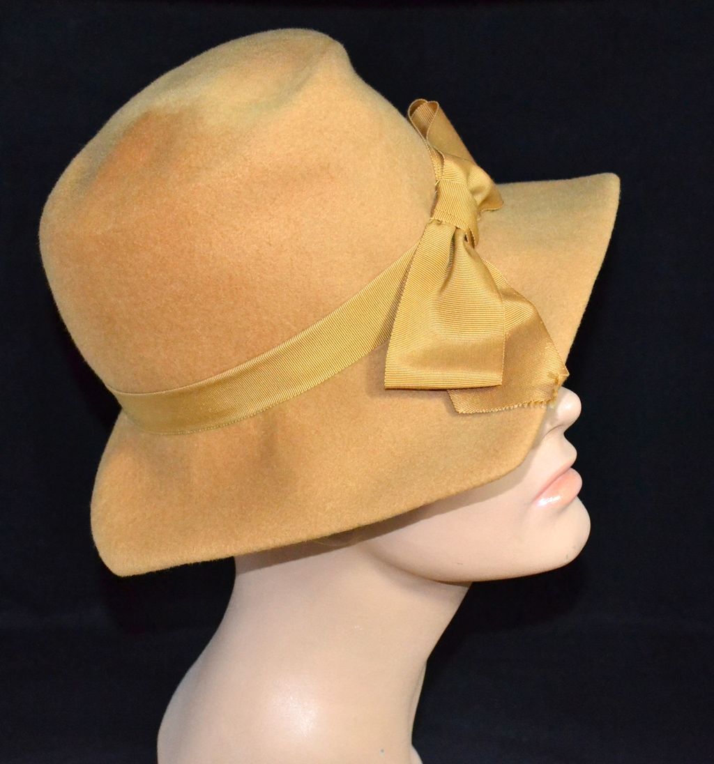 1960s Glenover/Henry Pollack ~ Mustard Gold Wool Square Brim Hat 1960s Glenover/Henry Pollack ~ Mustard Gold Wool Square Brim Hat
