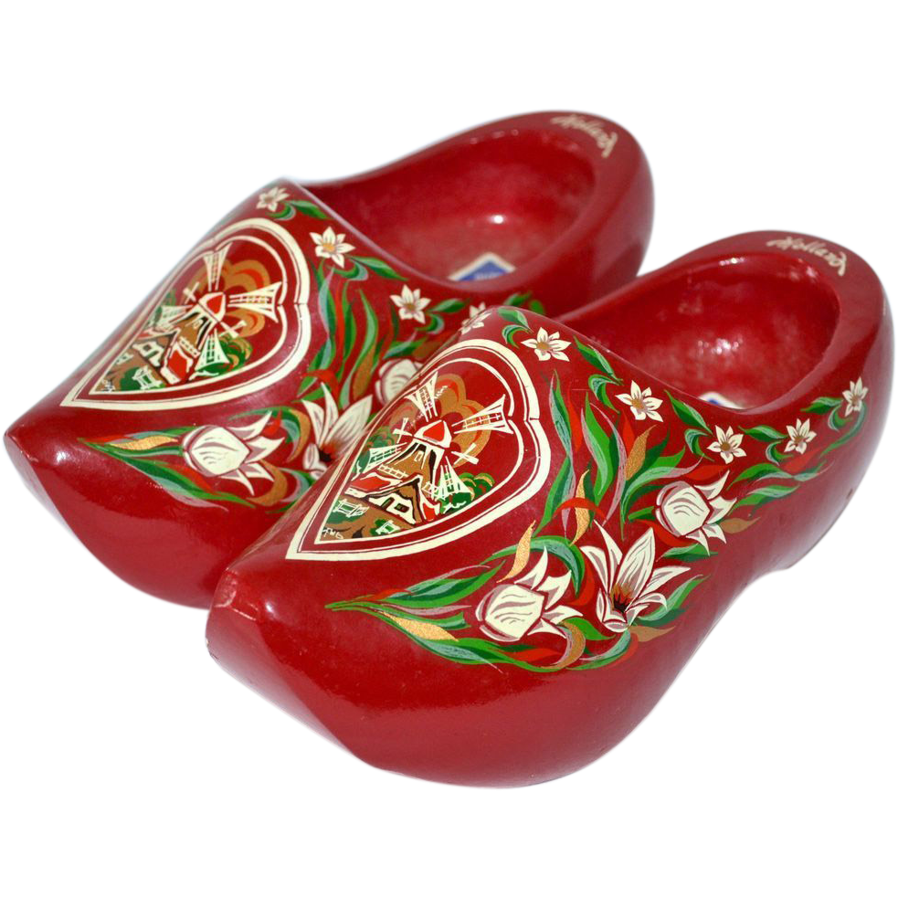 Jundra Red Wood Dutch Clogs Made in Holland from kitschandcouture on