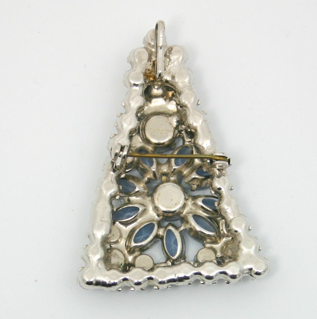 Vintage Juliana (D&E) Black & Blue Moonstone Rhinestone Framed Flower Brooch / Pendant Vintage Juliana (D&E) Black & Blue Moonstone Rhinestone Framed Flower Brooch / Pendant