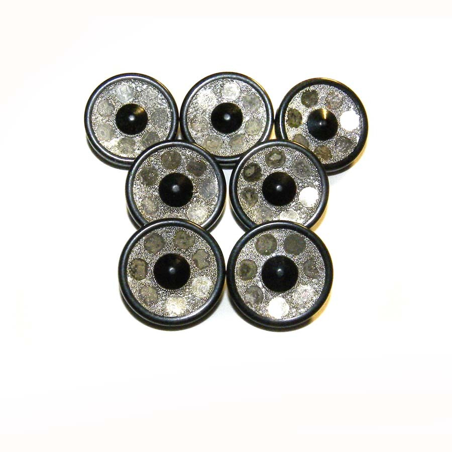 7 Art Deco MIRROR Buttons Metal Shank UNUSUAL 7/8" from kristiesdeals on Ruby Lane