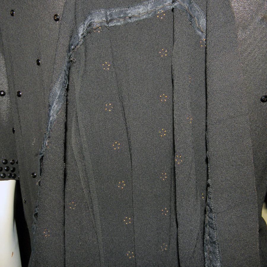 1930s Flapper Mourning RIVETS BLack Rayon DRESS Registered RARE 1930s Flapper Mourning RIVETS BLack Rayon DRESS Registered RARE