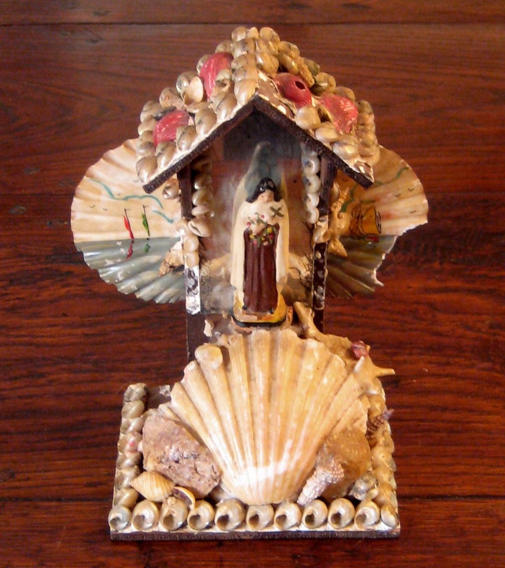 19th Century Spanish Shell Art Souvenir, Circa 1890 19th Century Spanish Shell Art Souvenir, Circa 1890
