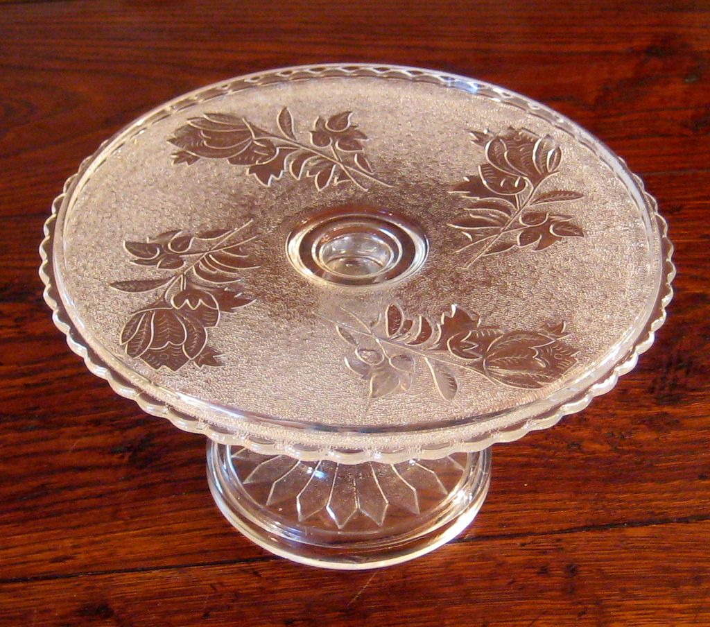 Early American Pattern Glass Cake Stand, Circa 1890 Early American Pattern Glass Cake Stand, Circa 1890
