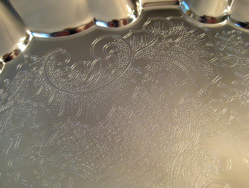 Vintage Silver Plate Handled And Footed Serving Tray Vintage Silver Plate Handled And Footed Serving Tray