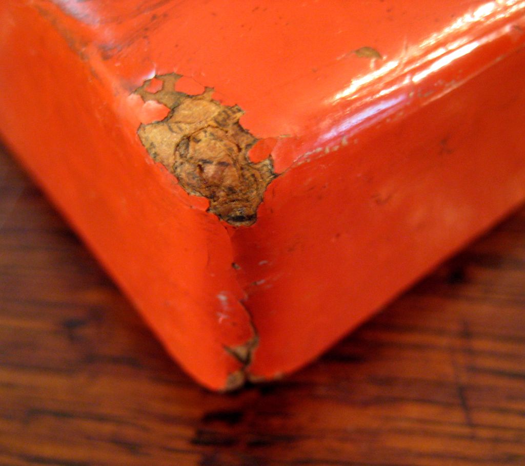 Early Vintage Japanese Red Lacquer Box Early Vintage Japanese Red Lacquer Box