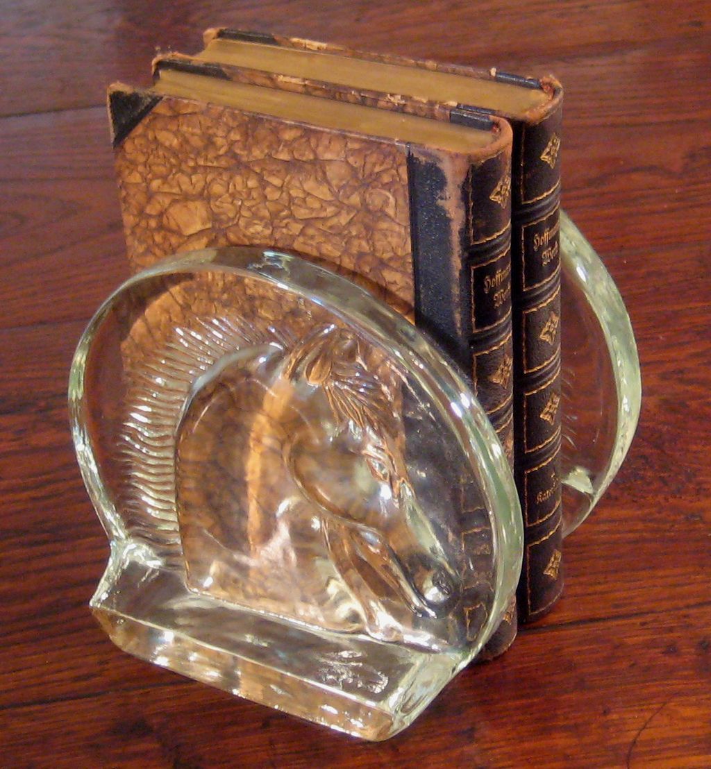 Vintage Glass Horse Bookends, Circa 1960 Vintage Glass Horse Bookends, Circa 1960
