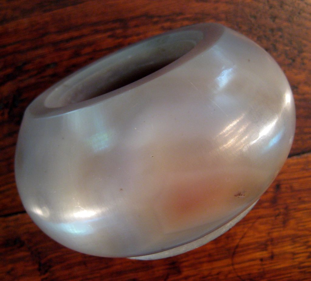 Vintage Chinese Natural Gray Jadeite Round Box Vintage Chinese Natural Gray Jadeite Round Box