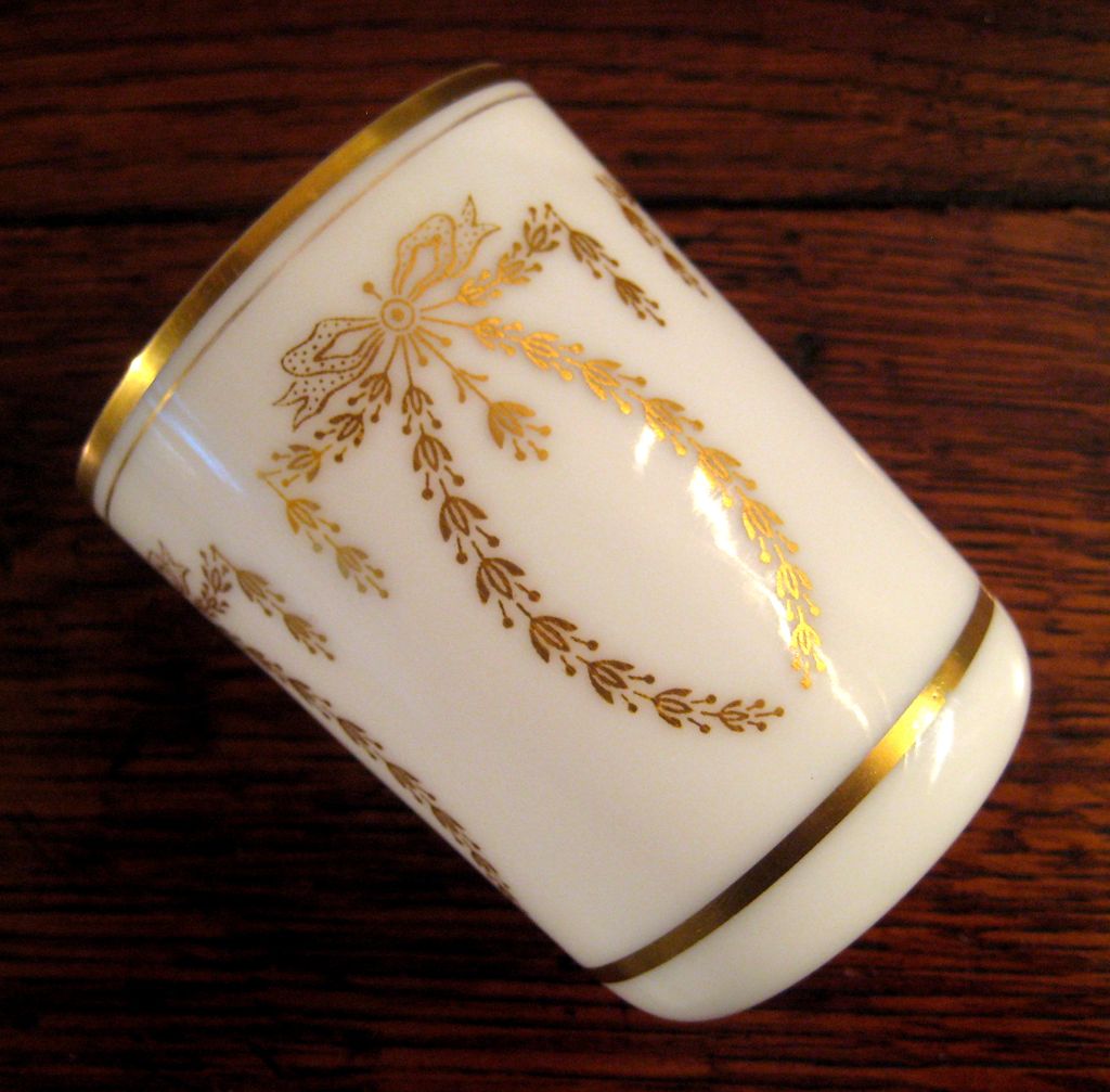 Vintage Gilt Decorated French Opaline Glass Tumbler Vintage Gilt Decorated French Opaline Glass Tumbler