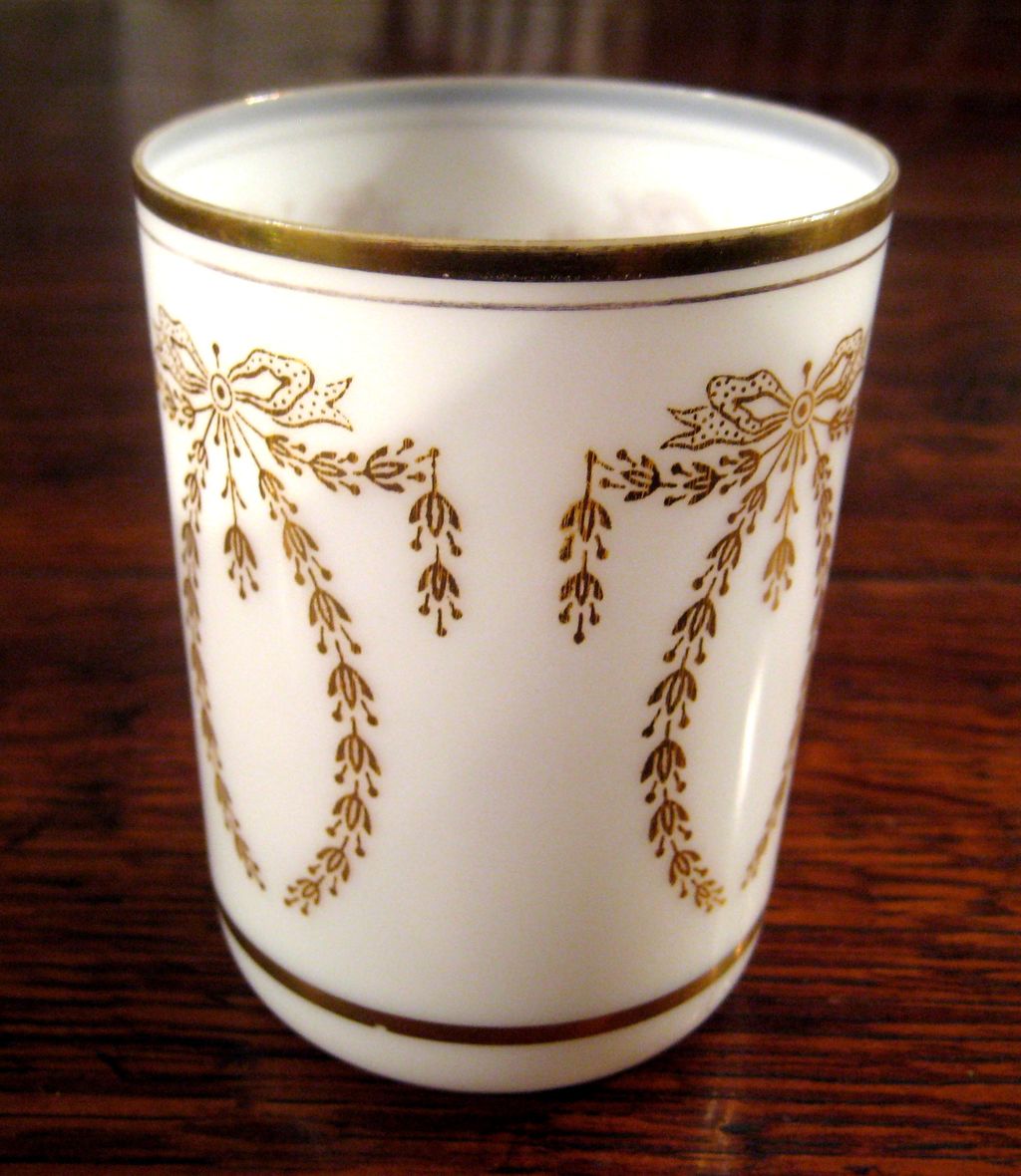 Vintage Gilt Decorated French Opaline Glass Tumbler Vintage Gilt Decorated French Opaline Glass Tumbler