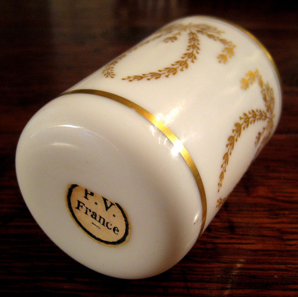 Vintage Gilt Decorated French Opaline Glass Tumbler Vintage Gilt Decorated French Opaline Glass Tumbler