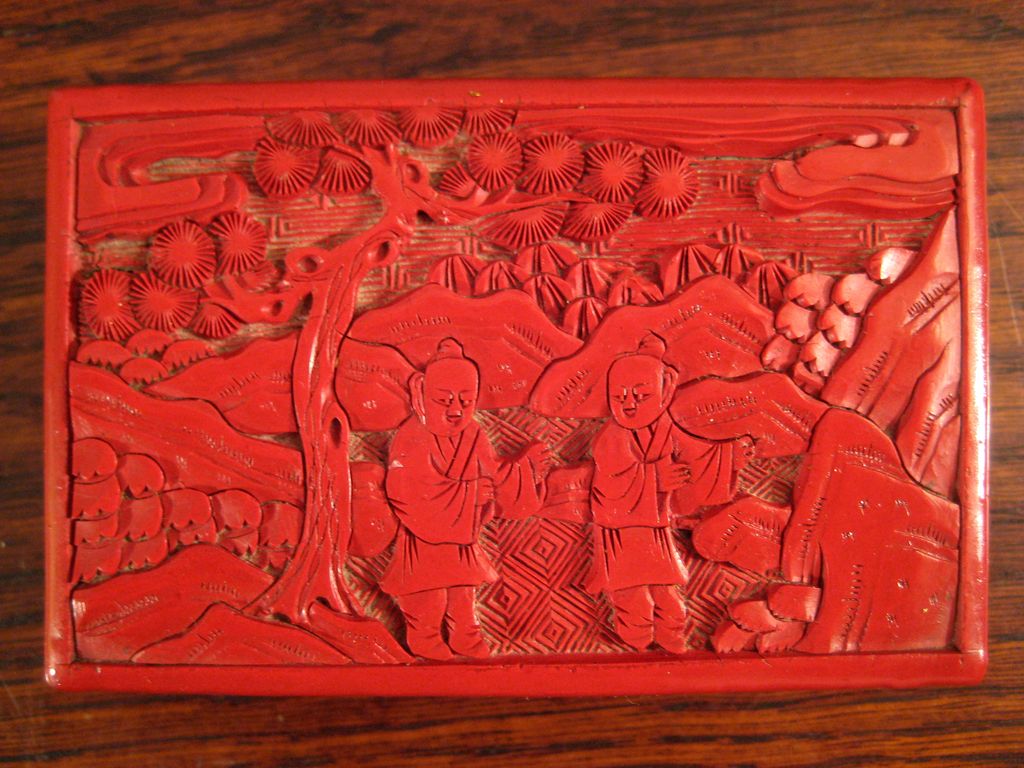 Antique Chinese Red Cinnabar Box, Circa 1900 Antique Chinese Red Cinnabar Box, Circa 1900