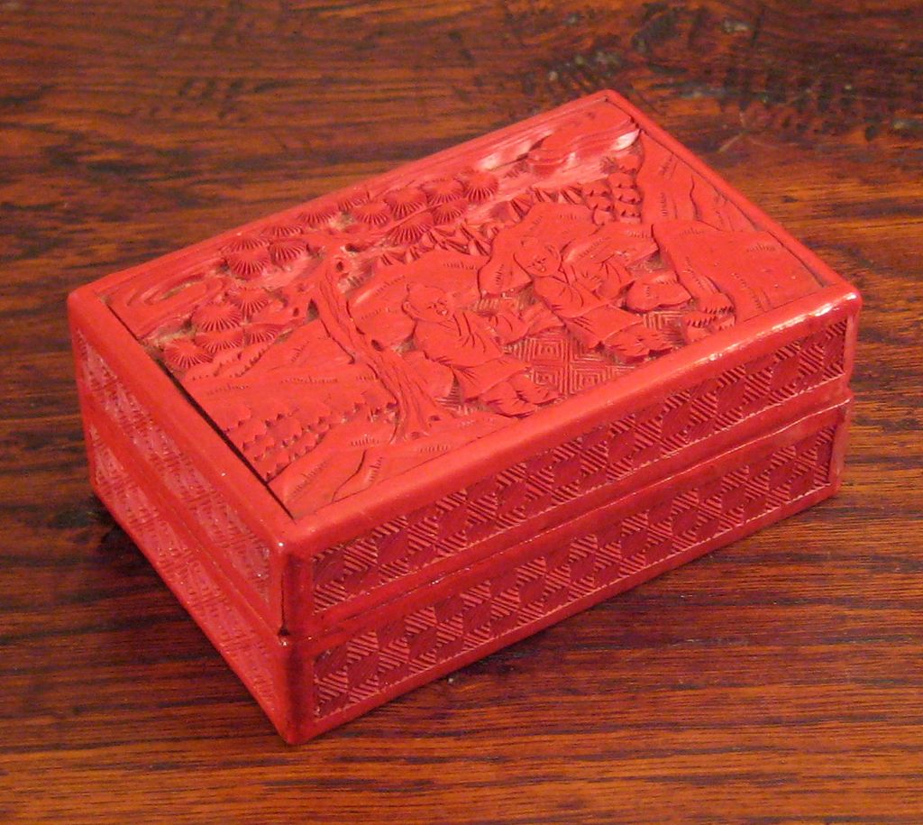 Antique Chinese Red Cinnabar Box, Circa 1900 Antique Chinese Red Cinnabar Box, Circa 1900