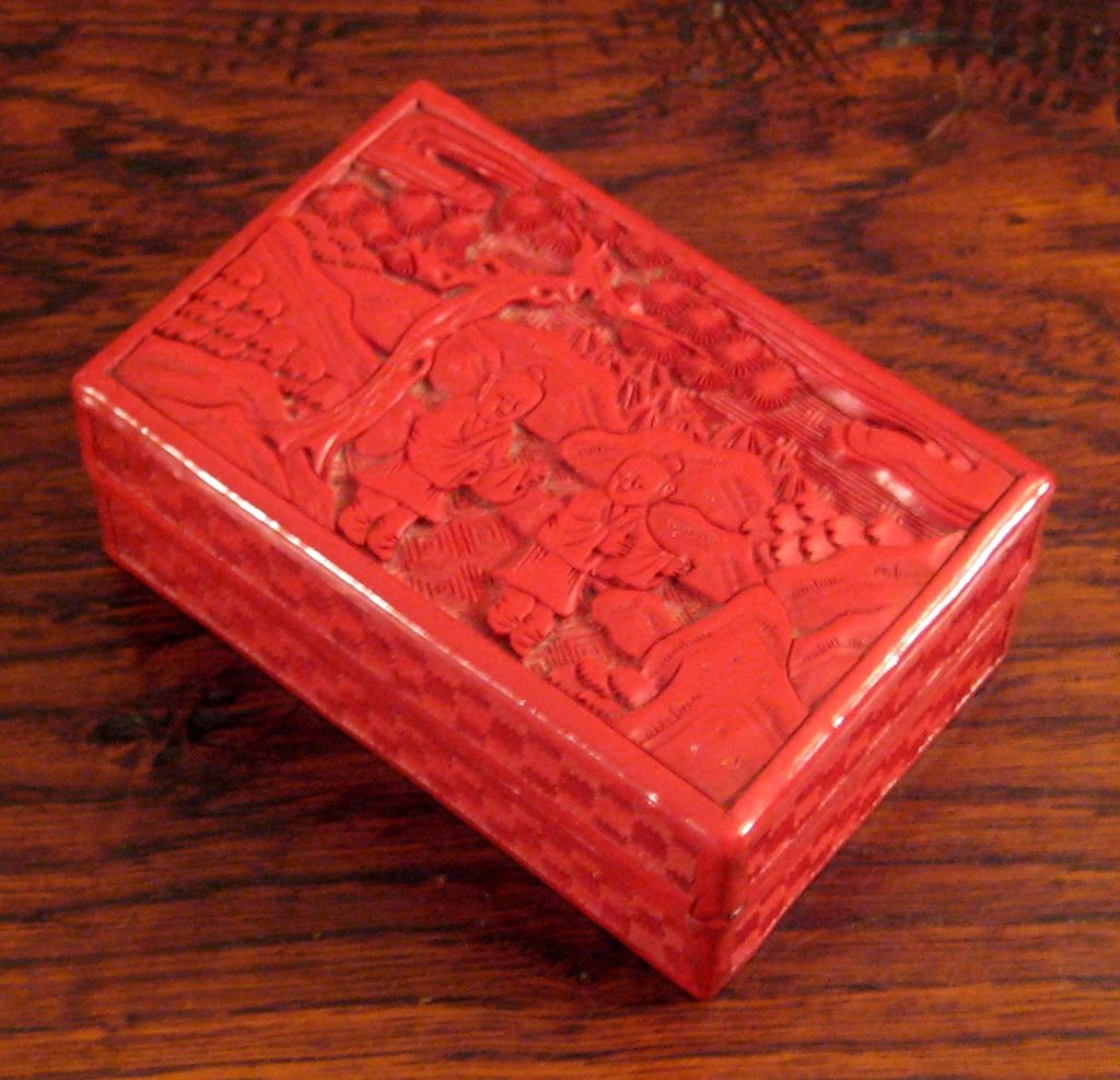 Antique Chinese Red Cinnabar Box, Circa 1900 Antique Chinese Red Cinnabar Box, Circa 1900