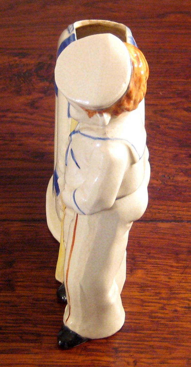 Vintage Japanese Pottery Spill Vase Of Sailor, Circa 1940 Vintage Japanese Pottery Spill Vase Of Sailor, Circa 1940
