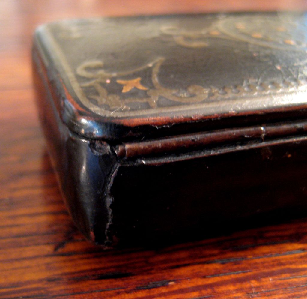 19th Century Black Lacquer Snuff Box, Circa 1860 19th Century Black Lacquer Snuff Box, Circa 1860