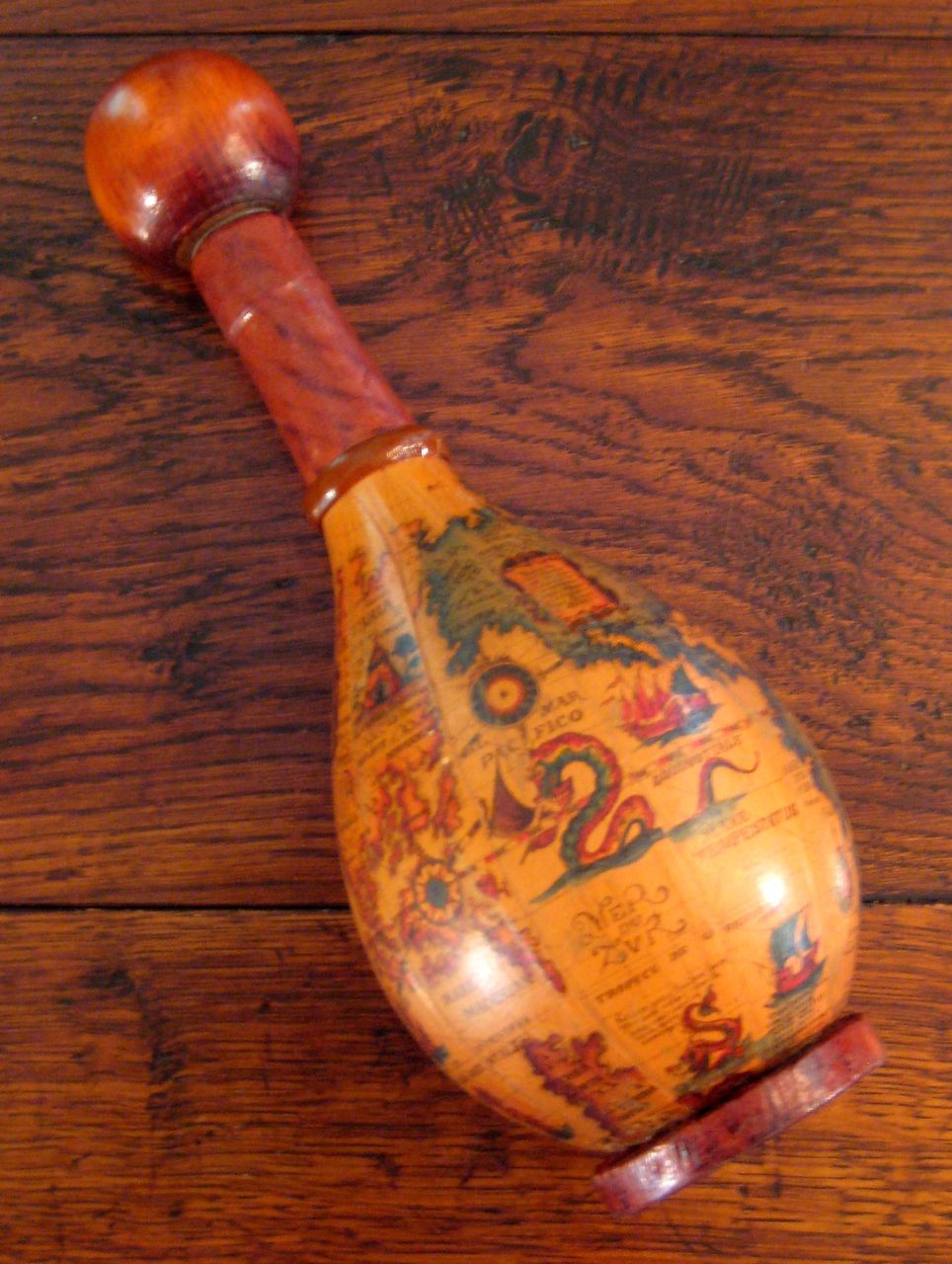 Vintage Italian Leather Wine Decanter With Globe/Map Motif Vintage Italian Leather Wine Decanter With Globe/Map Motif