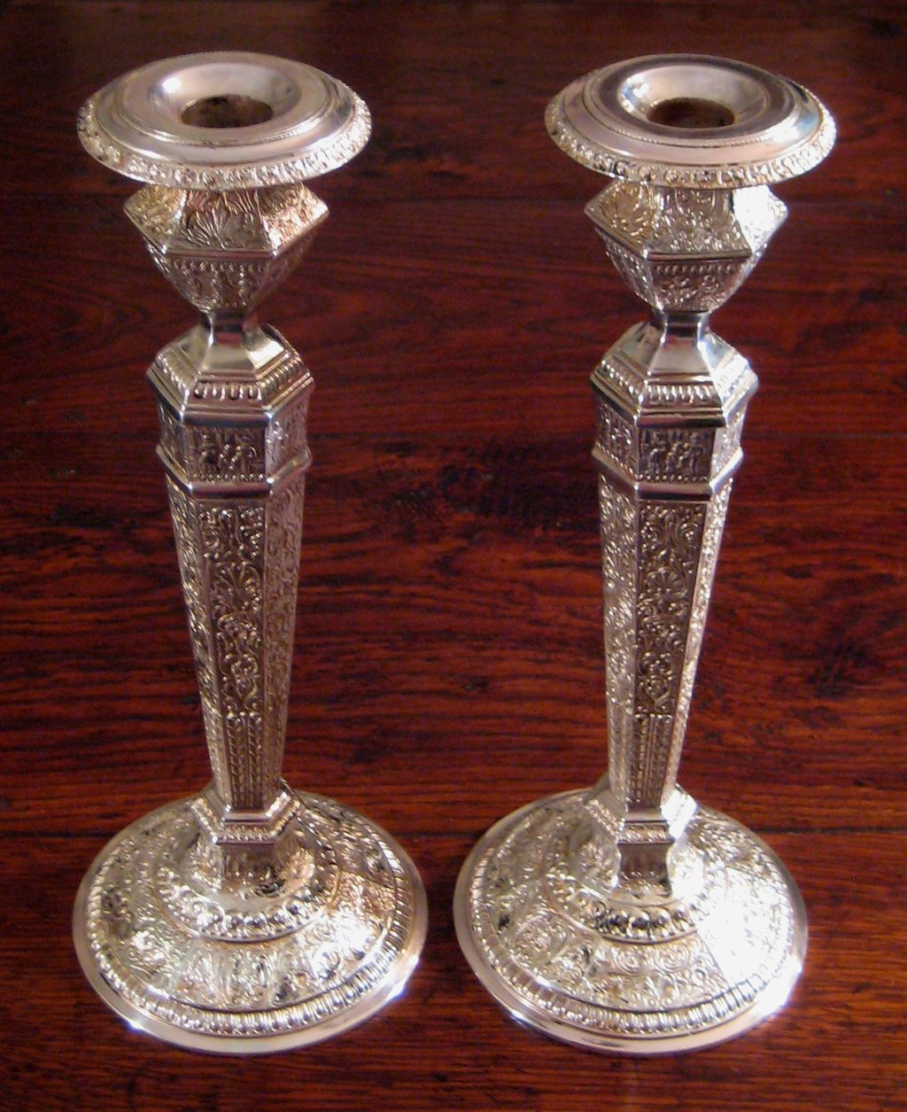 Pair Of 19th Century Silver Plate Candlesticks, Circa 1890 Pair Of 19th Century Silver Plate Candlesticks, Circa 1890