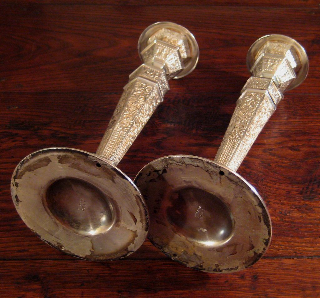 Pair Of 19th Century Silver Plate Candlesticks, Circa 1890 Pair Of 19th Century Silver Plate Candlesticks, Circa 1890