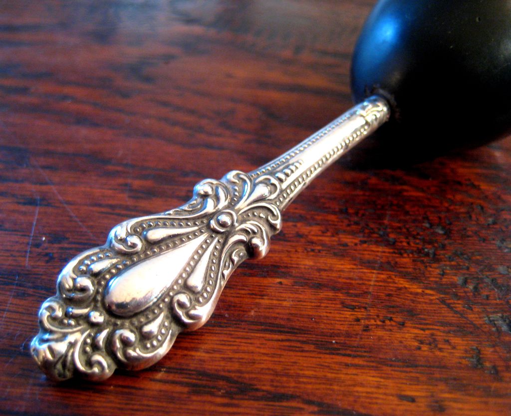 19th Century Wooden Darning/Sewing Egg With Sterling Silver Handle 19th Century Wooden Darning/Sewing Egg With Sterling Silver Handle