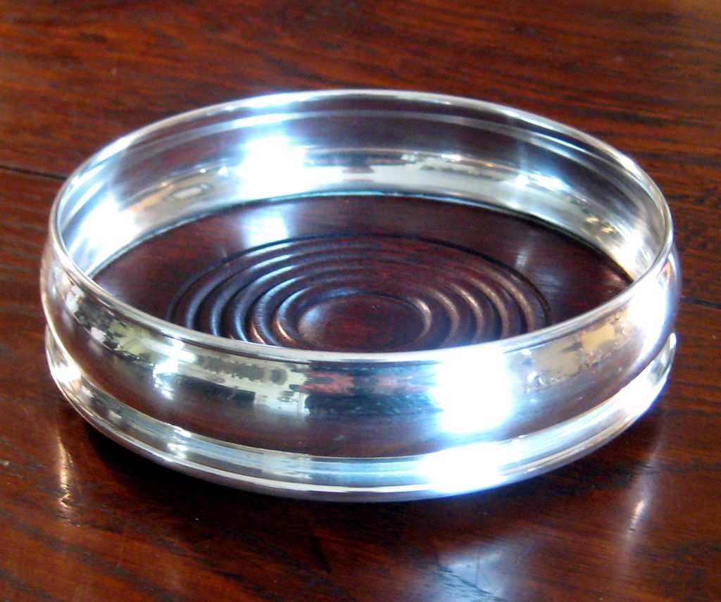 Vintage Silver Plate Wine Coaster, Circa 1950 Vintage Silver Plate Wine Coaster, Circa 1950